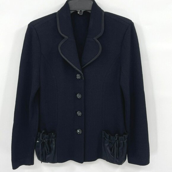 ST. John Evening Black Knit Blazer w/Jeweled Buttons - Picture 1 of 10